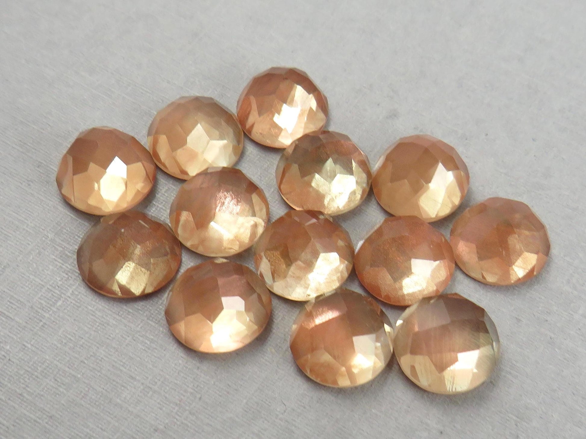 10mm Oregon Sunstone Rose Cut Round Cabochons | American Gemstone - Oregon Sunstone - GemEnthusiast