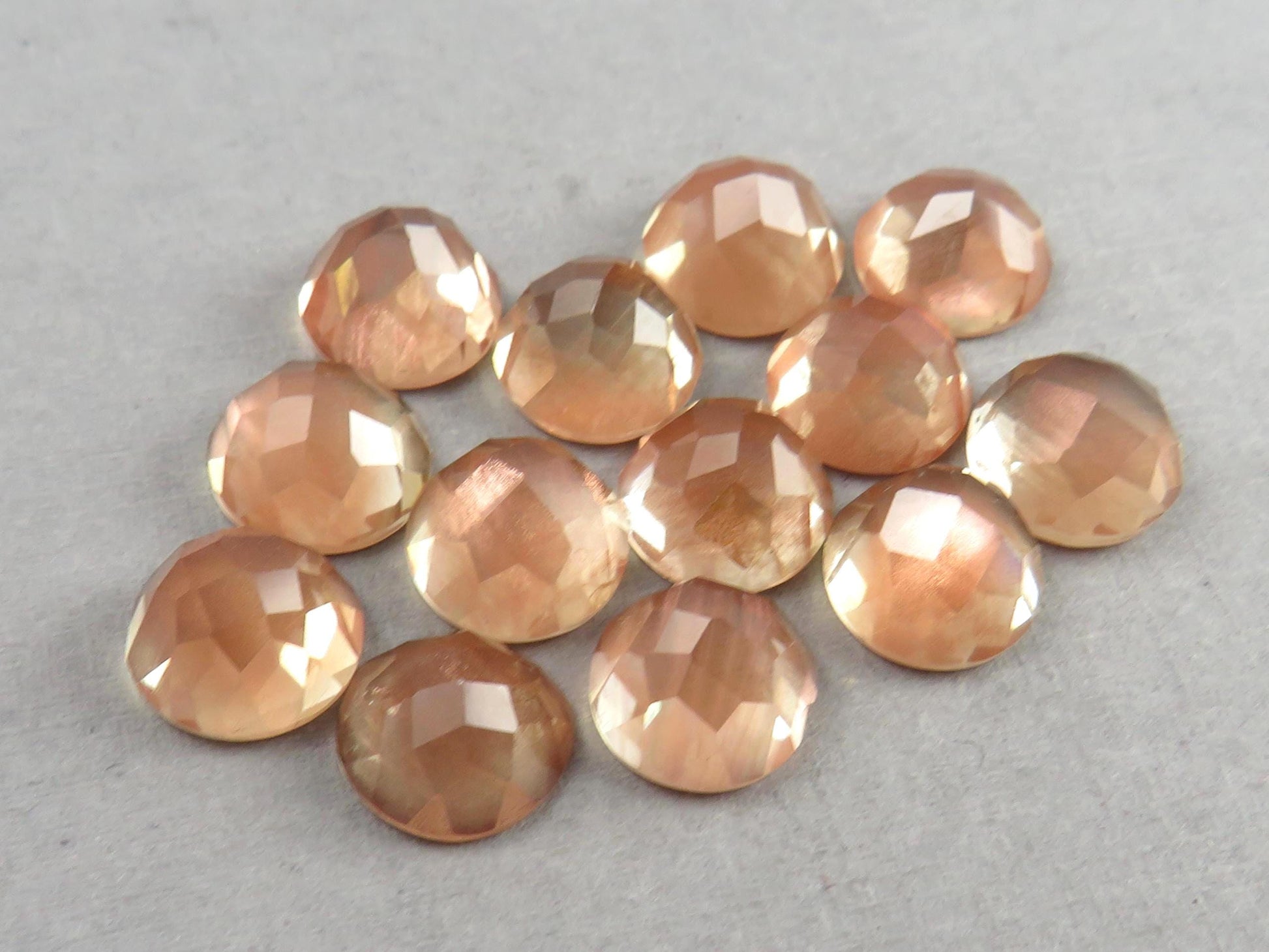 10mm Oregon Sunstone Rose Cut Round Cabochons | American Gemstone - Oregon Sunstone - GemEnthusiast