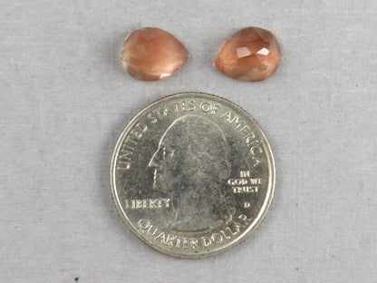 Oregon Sunstones with Schiller | Pear Rose cut Cabochon Pair | OSR101 - Oregon Sunstone - GemEnthusiast