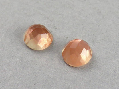 8mm Oregon Sunstones with Schiller | Round Rosecut Cabochon Pair | OSR103 - Oregon Sunstone - GemEnthusiast