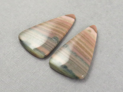 Saturn Chalcedony Triangle Cabochon Pair | 29x17x3 | Natural Loose Gemstone | CA346 - Chalcedony - GemEnthusiast
