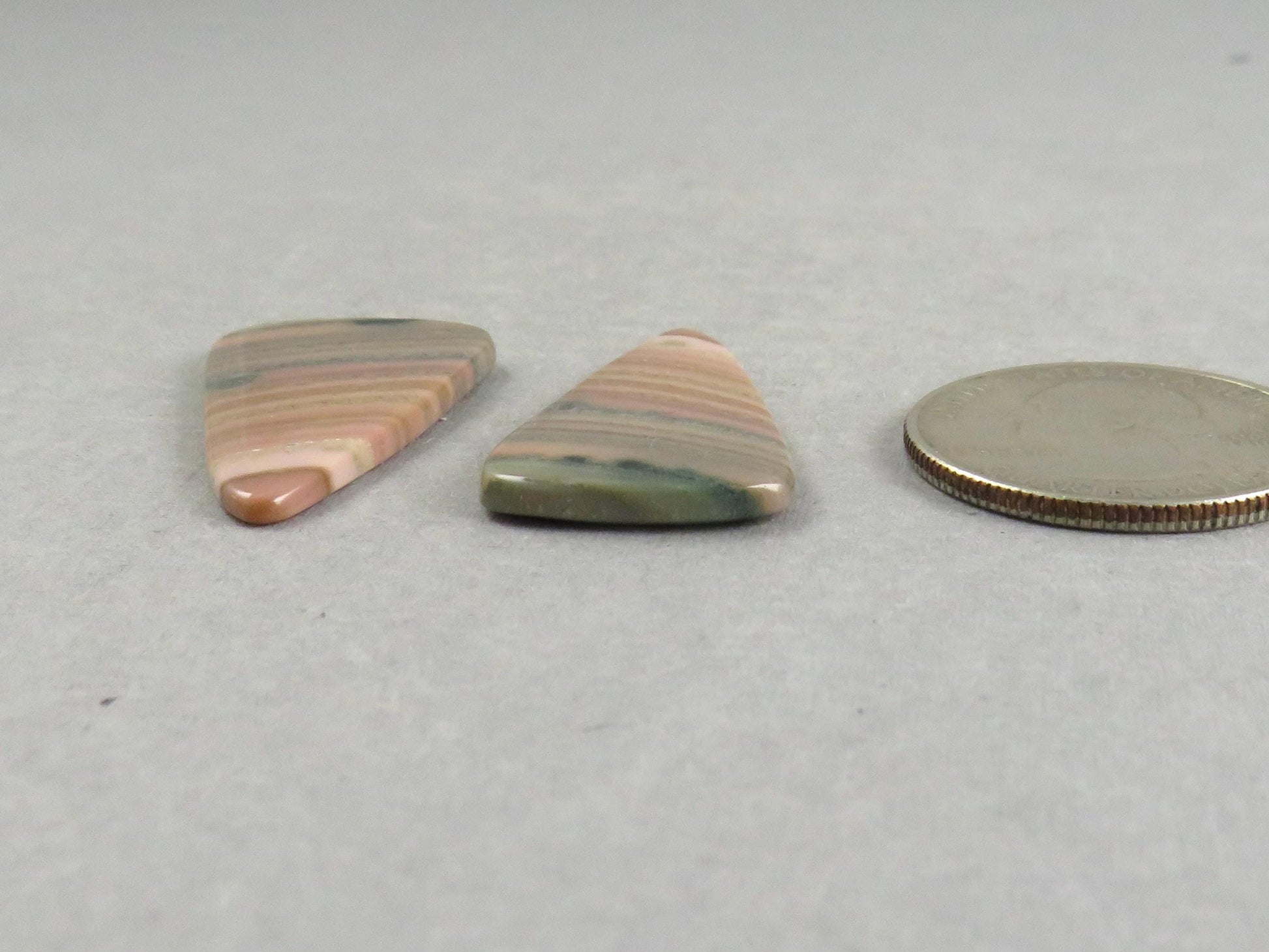 Saturn Chalcedony Triangle Cabochon Pair | 29x17x3 | Natural Loose Gemstone | CA346 - Chalcedony - GemEnthusiast