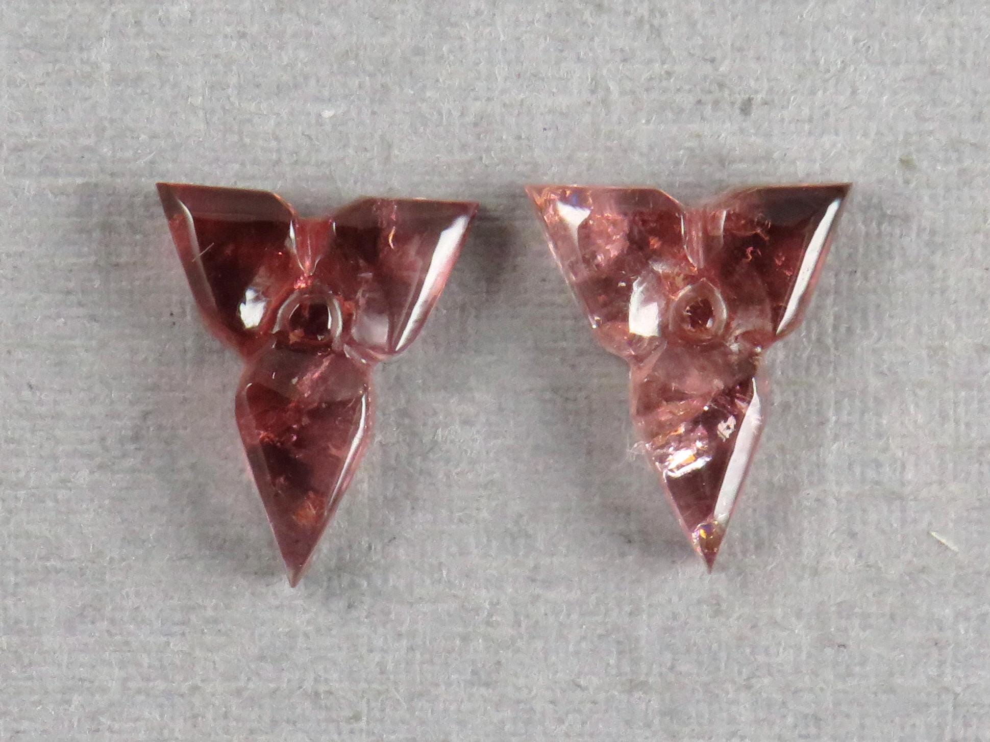 Flower Tourmaline Carving Pair | Natural Pink Gemstones | 10x8 mm | 3.1 cts | TO569 - Tourmaline - GemEnthusiast