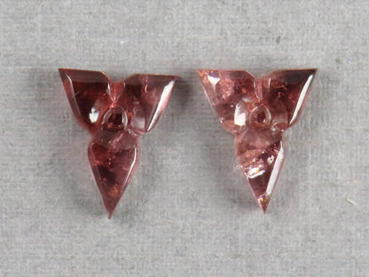 Flower Tourmaline Carving Pair | Natural Pink Gemstones | 10x8 mm | 3.1 cts | TO569 - Tourmaline - GemEnthusiast