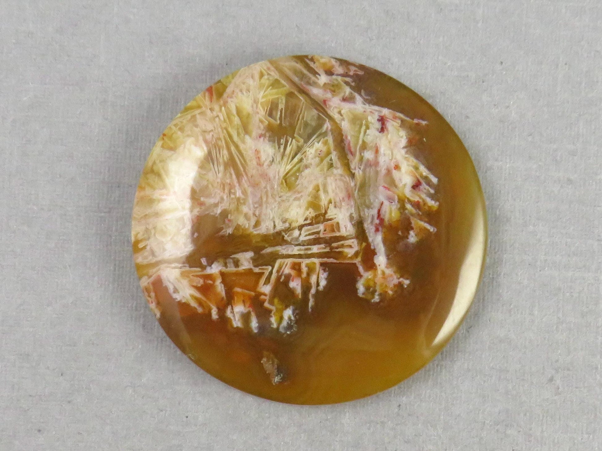 Condor Agate Cabochon | Round Chalcedony from Patagonia Argentina | AG310 - Condor Agate, Sagenite Agate - GemEnthusiast