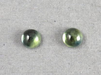 Montana Sapphire Cabochon - 4mm Round Pair | Bicolor Teal-Blue | American Gemstone | SA304 - Montana Sapphire - GemEnthusiast