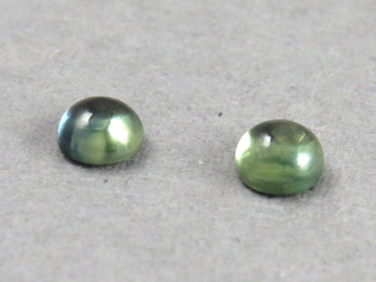 Montana Sapphire Cabochon - 4mm Round Pair | Bicolor Teal-Blue | American Gemstone | SA304 - Montana Sapphire - GemEnthusiast