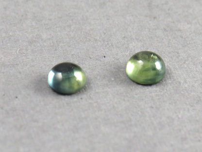 Montana Sapphire Cabochon - 4mm Round Pair | Bicolor Teal-Blue | American Gemstone | SA304 - Montana Sapphire - GemEnthusiast
