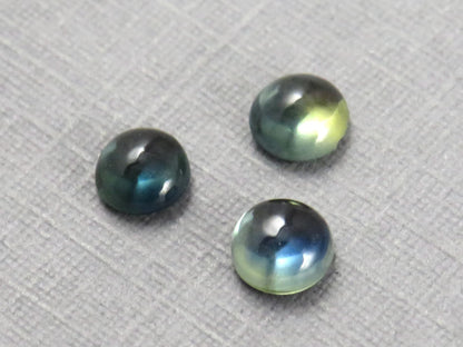 Montana Sapphire Cabochon - 4mm Round Lot | Bicolor Teal-Blue | American Gemstone | SA306 - Montana Sapphire - GemEnthusiast