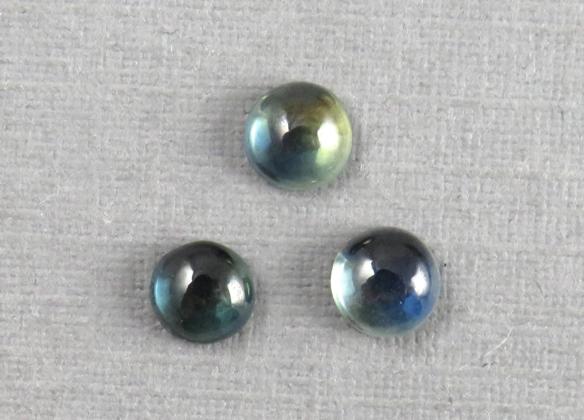 Montana Sapphire Cabochon - 4mm Round Lot | Bicolor Teal-Blue | American Gemstone | SA306 - Montana Sapphire - GemEnthusiast