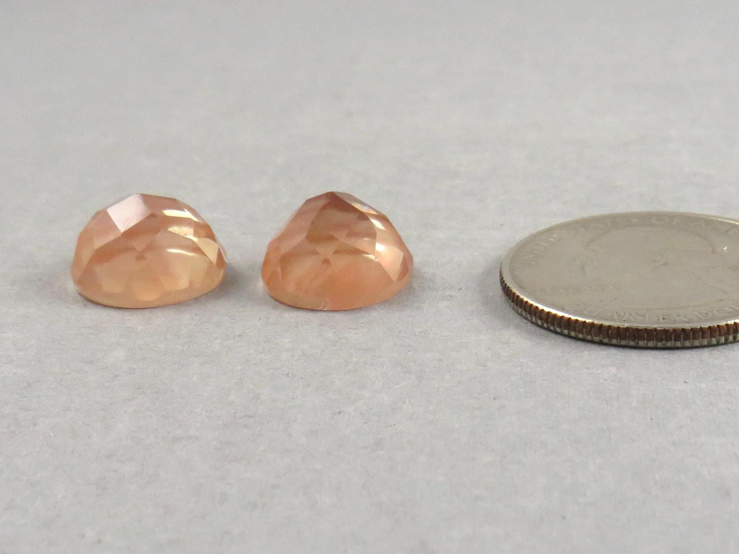 12mm Oregon Sunstone Pair with Schiller | Round Rose Cut Cabochons | 13.85 carats | OSR105 - Oregon Sunstone - GemEnthusiast