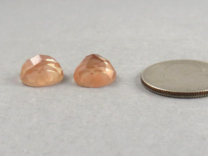 12mm Oregon Sunstone Pair with Schiller | Round Rose Cut Cabochons | 13.85 carats | OSR105 - Oregon Sunstone - GemEnthusiast