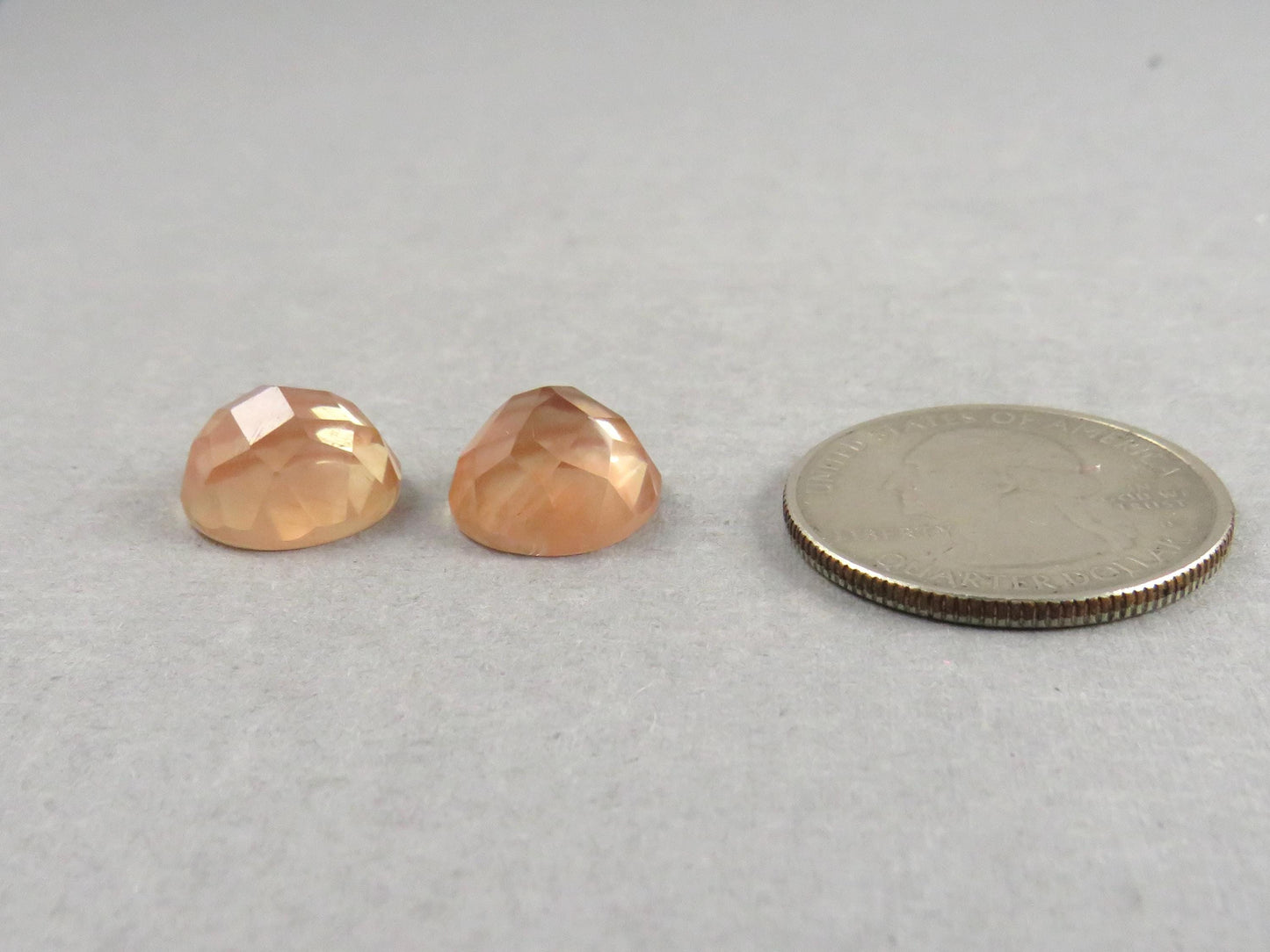 12mm Oregon Sunstone Pair with Schiller | Round Rose Cut Cabochons | 13.85 carats | OSR105 - Oregon Sunstone - GemEnthusiast