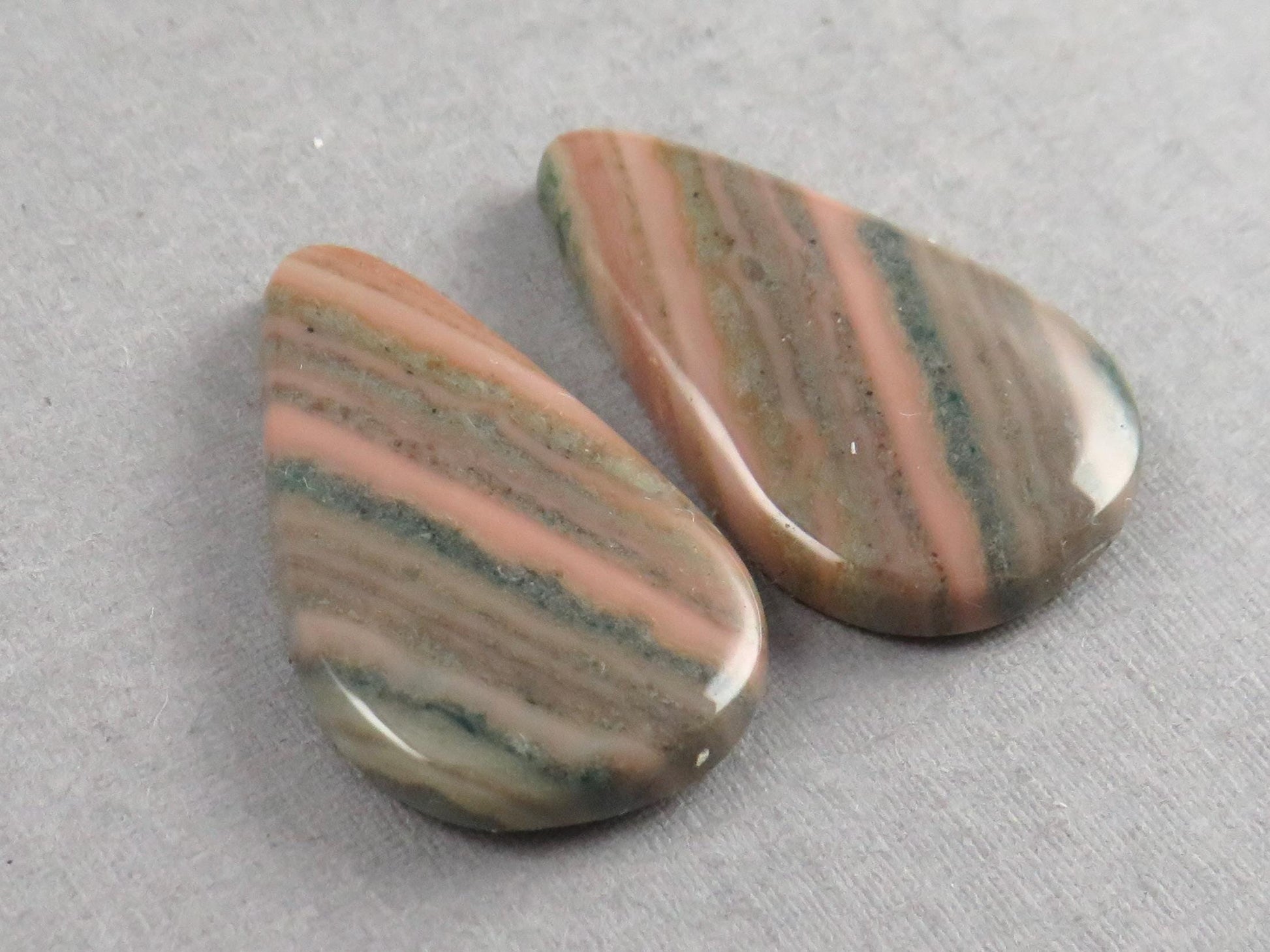 Saturn Chalcedony Pear Cabochon Pair | 23x14x3 | Natural Loose Gemstone | CA347 - Chalcedony - GemEnthusiast