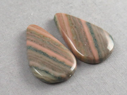 Saturn Chalcedony Pear Cabochon Pair | 23x14x3 | Natural Loose Gemstone | CA347 - Chalcedony - GemEnthusiast