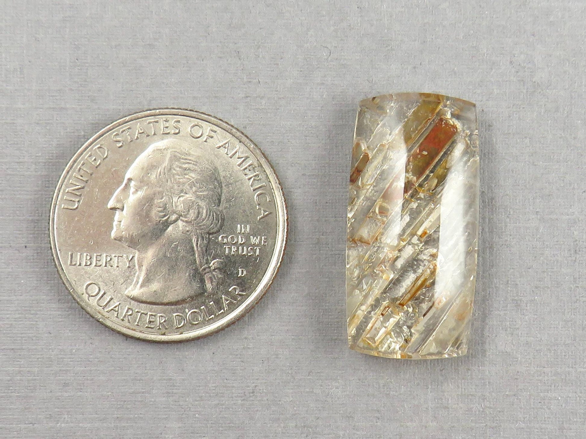 Quartz with Biotite | Rectangle Cabochon | Brazil | 27x13x6 | 19.5 carats | QU541 - Quartz, Biotite - GemEnthusiast