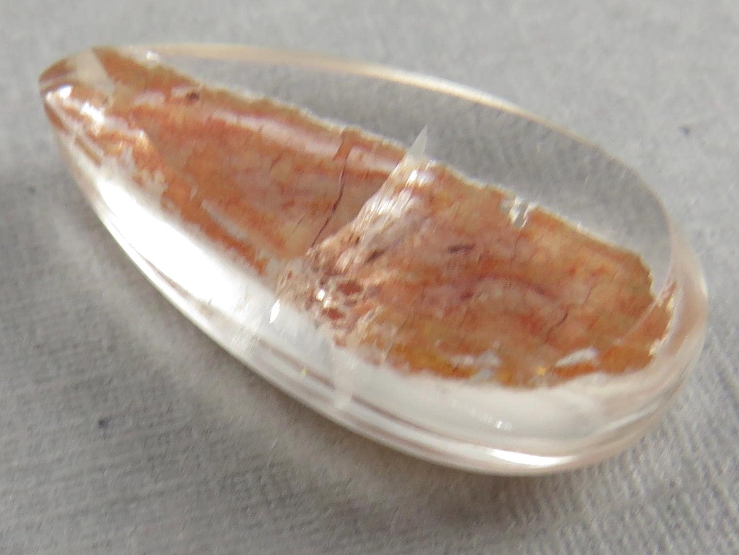 Quartz with Biotite | Pear Cabochon | Brazil | 22x11.5x6 | 10.4 carats | QU537 - Quartz, Biotite - GemEnthusiast