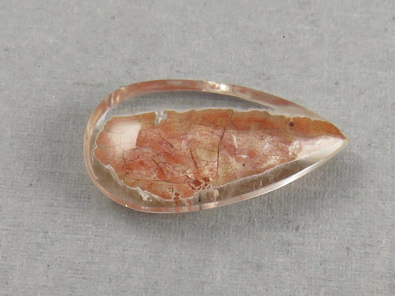 Quartz with Biotite | Pear Cabochon | Brazil | 22x11.5x6 | 10.4 carats | QU537 - Quartz, Biotite - GemEnthusiast