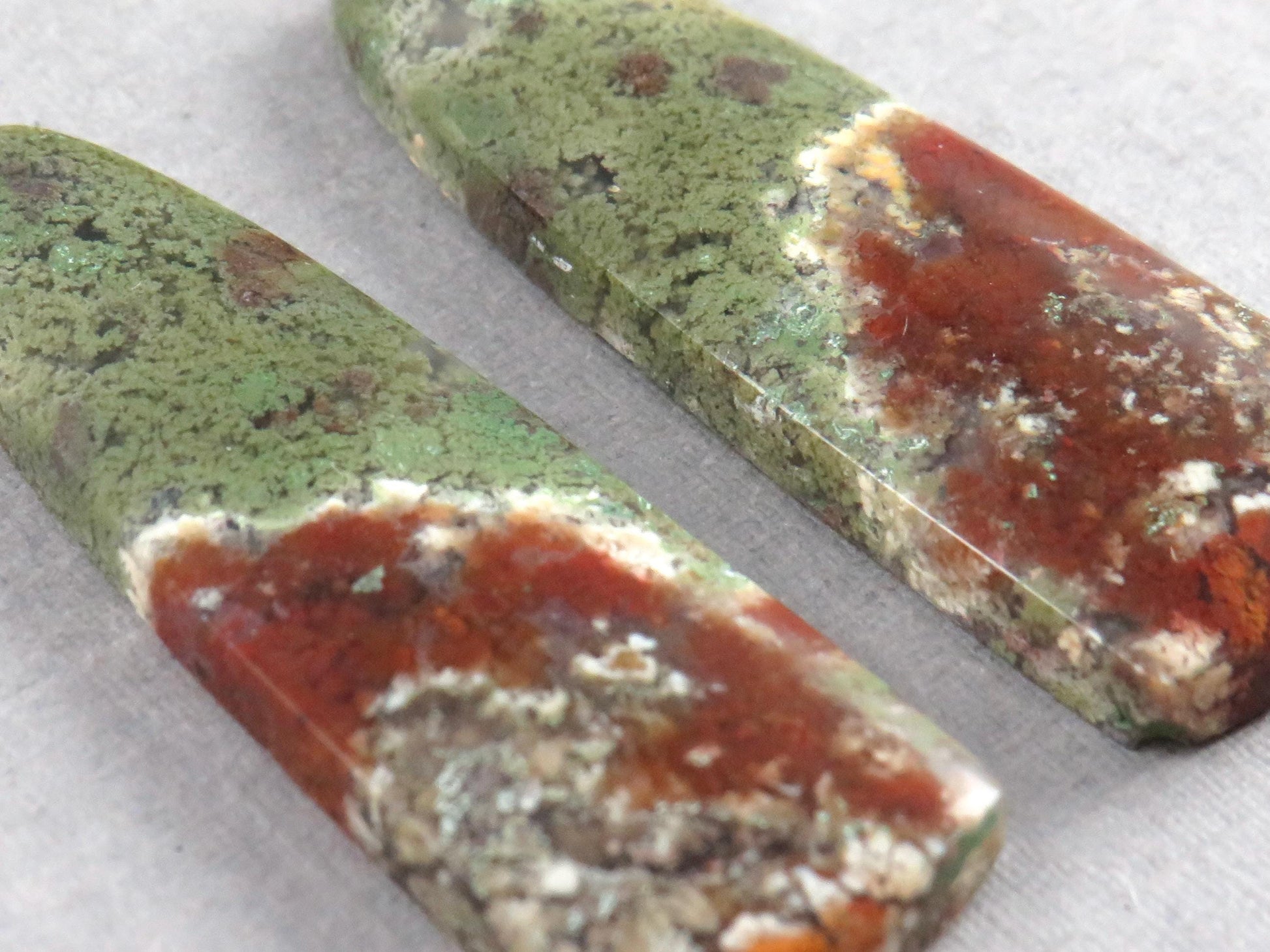 Moss Agate Pair | Natural Loose Gemstone | Dendritic Chalcedony | Indonesia | 34x12x4 | AG350 - Moss Agate - GemEnthusiast