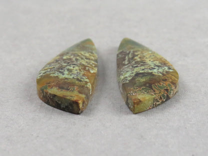 Moss Agate Pair | Natural Loose Gemstone | Dendritic Chalcedony | Indonesia | 36x12x4 | AG348 - Moss Agate - GemEnthusiast