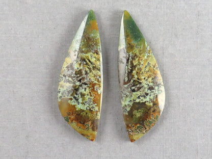 Moss Agate Pair | Natural Loose Gemstone | Dendritic Chalcedony | Indonesia | 36x12x4 | AG348 - Moss Agate - GemEnthusiast