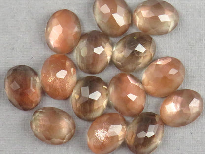 10x8 or 9x7 Oregon Sunstone | Rose Cut Oval Cabochon with Schiller | Per Stone - Oregon Sunstone - GemEnthusiast