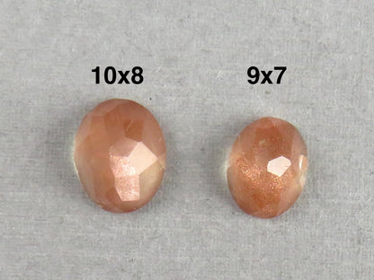 10x8 or 9x7 Oregon Sunstone | Rose Cut Oval Cabochon with Schiller | Per Stone - Oregon Sunstone - GemEnthusiast