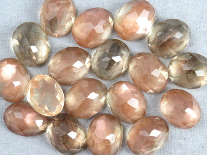10x8 or 9x7 Oregon Sunstone | Rose Cut Oval Cabochon with Schiller | Per Stone - Oregon Sunstone - GemEnthusiast