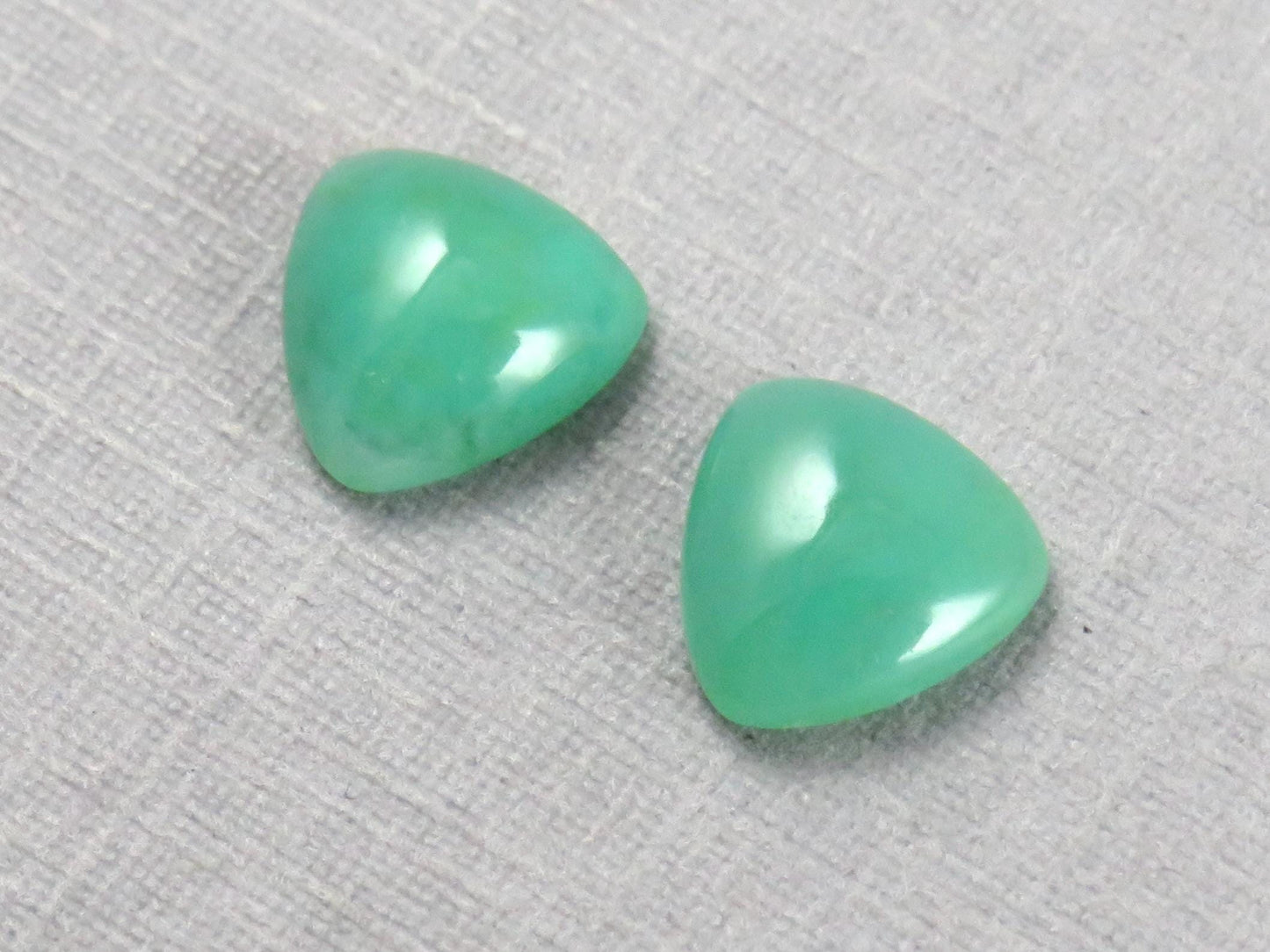 Gem Silica | Chrysocolla Chalcedony | 7mm Triangle Cabochon Pair | Peru | Per Pair | CH130 - Gem Silica, Chrysocolla in Chalcedony - GemEnthusiast