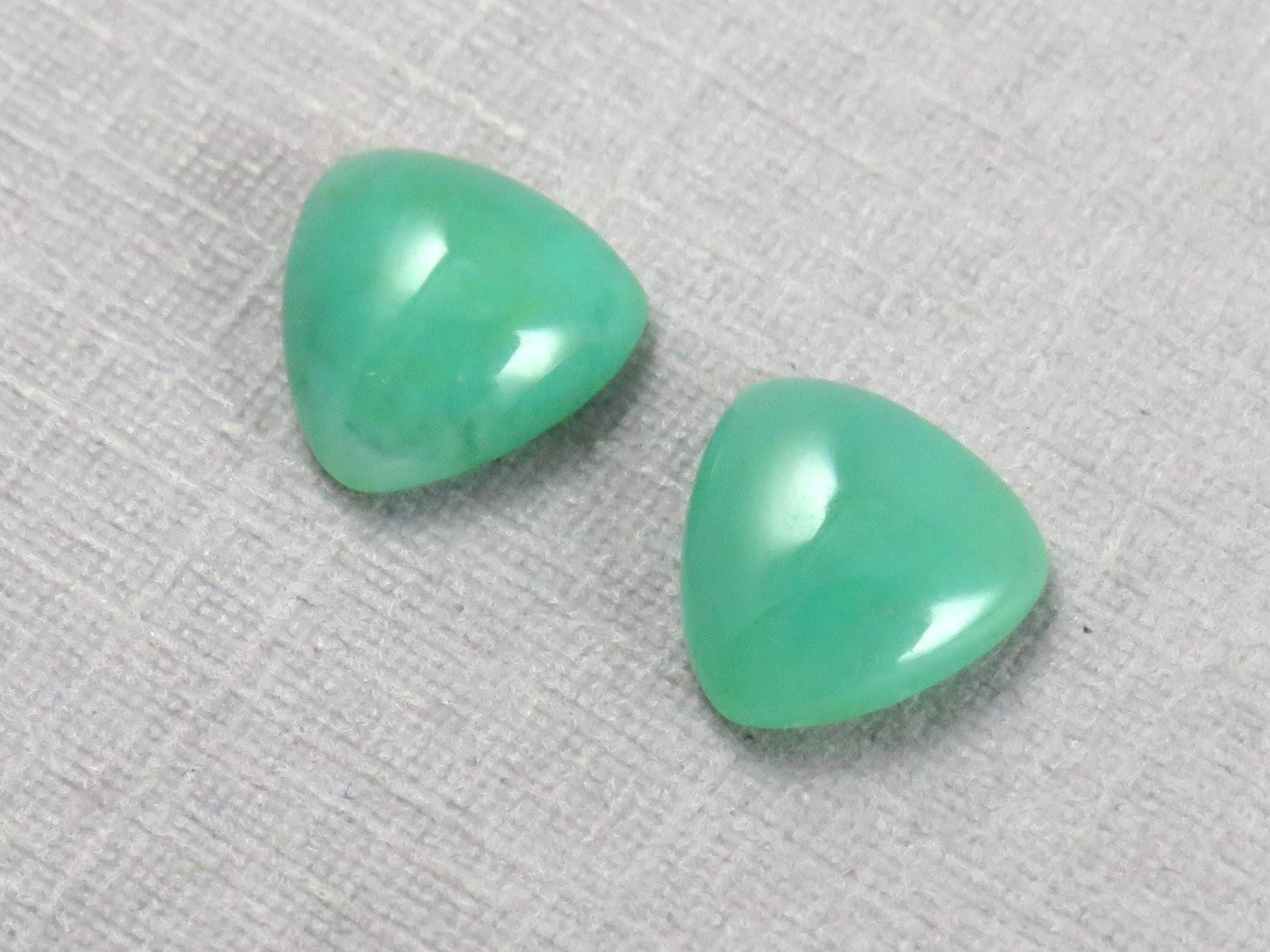 Gem Silica | Chrysocolla Chalcedony | 7mm Triangle Cabochon Pair | Peru | Per Pair | CH130 - Gem Silica, Chrysocolla in Chalcedony - GemEnthusiast