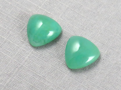 Gem Silica | Chrysocolla Chalcedony | 7mm Triangle Cabochon Pair | Peru | Per Pair | CH130 - Gem Silica, Chrysocolla in Chalcedony - GemEnthusiast