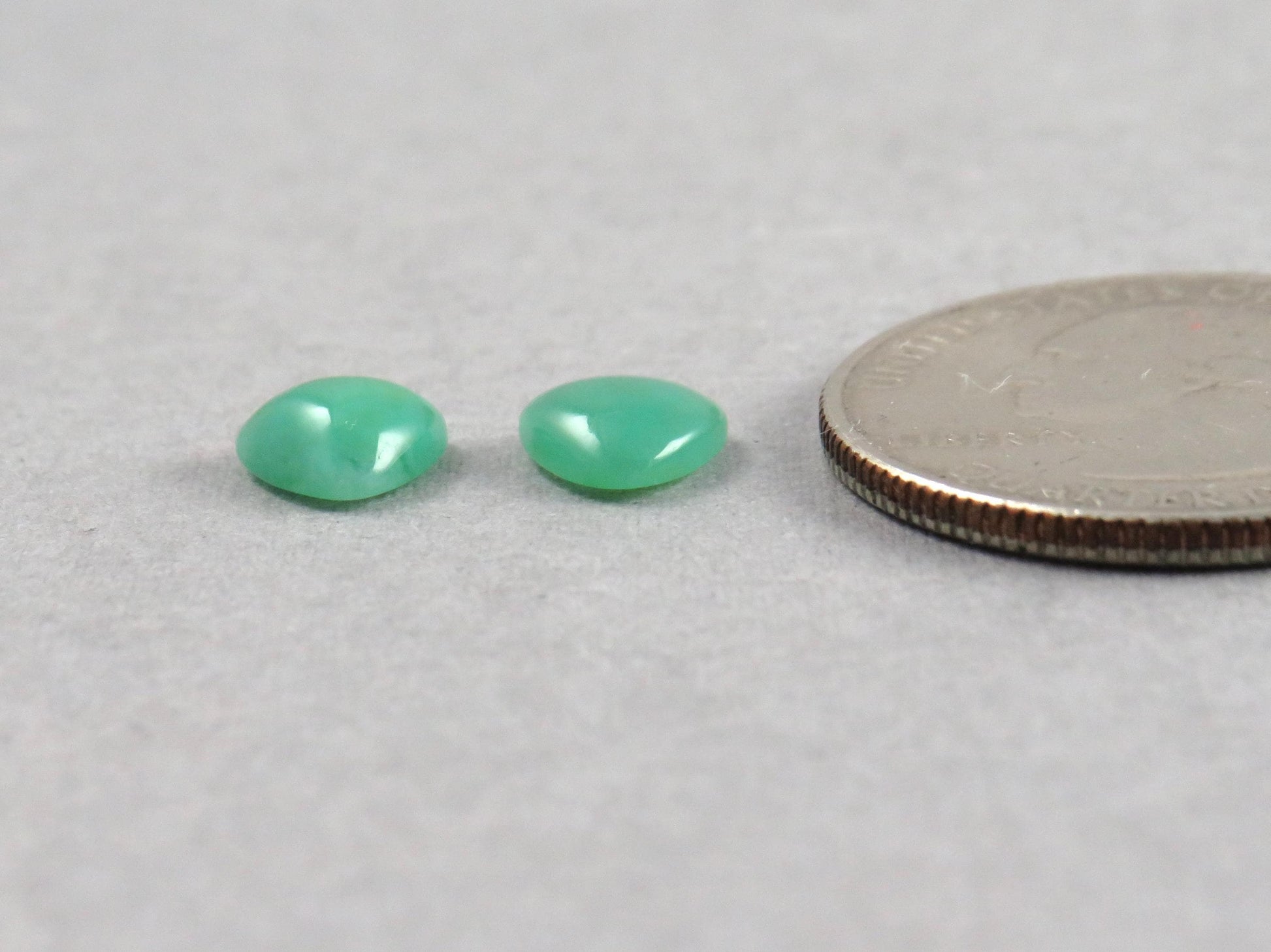 Gem Silica | Chrysocolla Chalcedony | 7mm Triangle Cabochon Pair | Peru | Per Pair | CH130 - Gem Silica, Chrysocolla in Chalcedony - GemEnthusiast