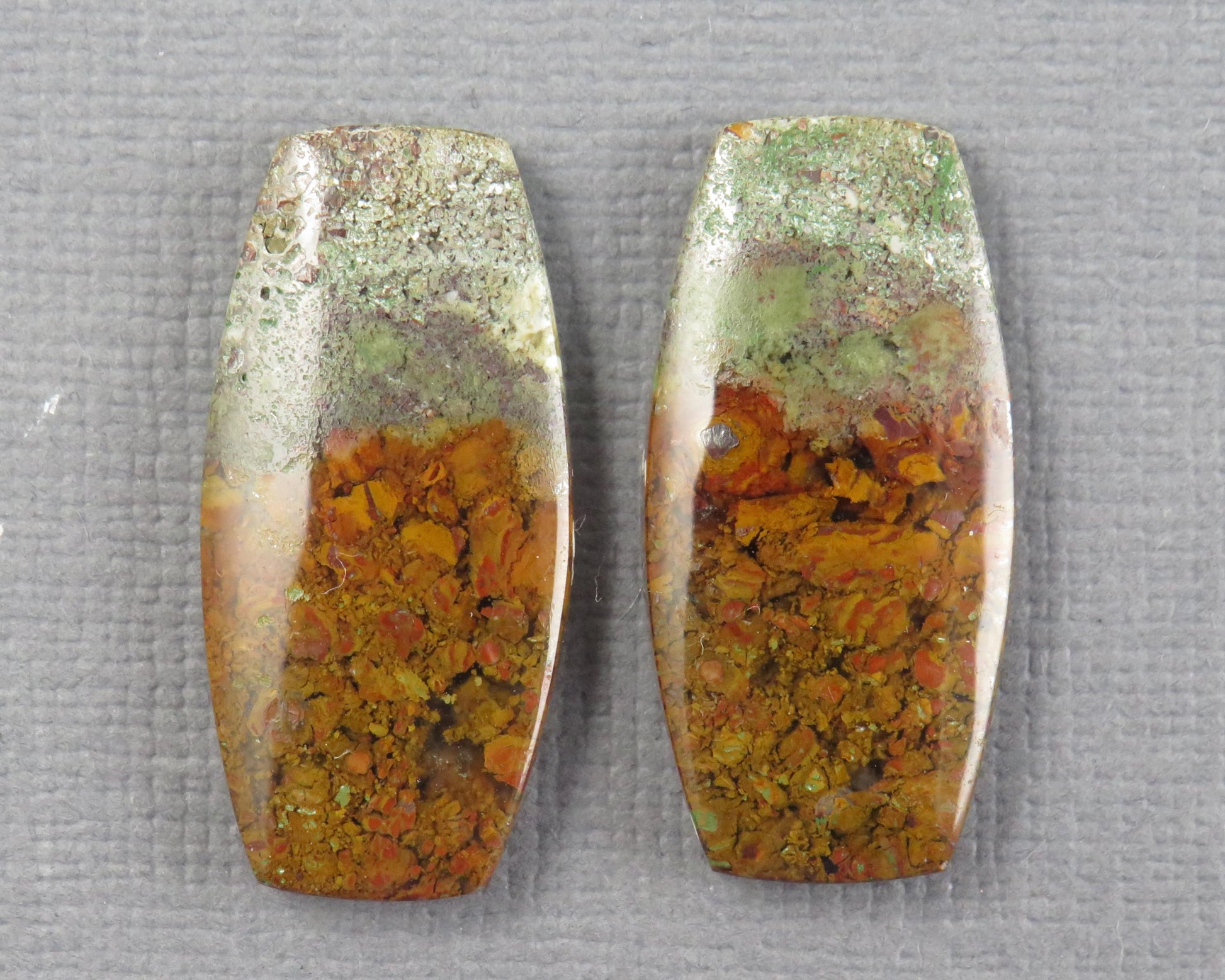 Indonesian Moss Agate Cabochon Rectangle Pair | 25x12mm, 18.7ct | Per Pair | Indonesia | AG347 - - GemEnthusiast