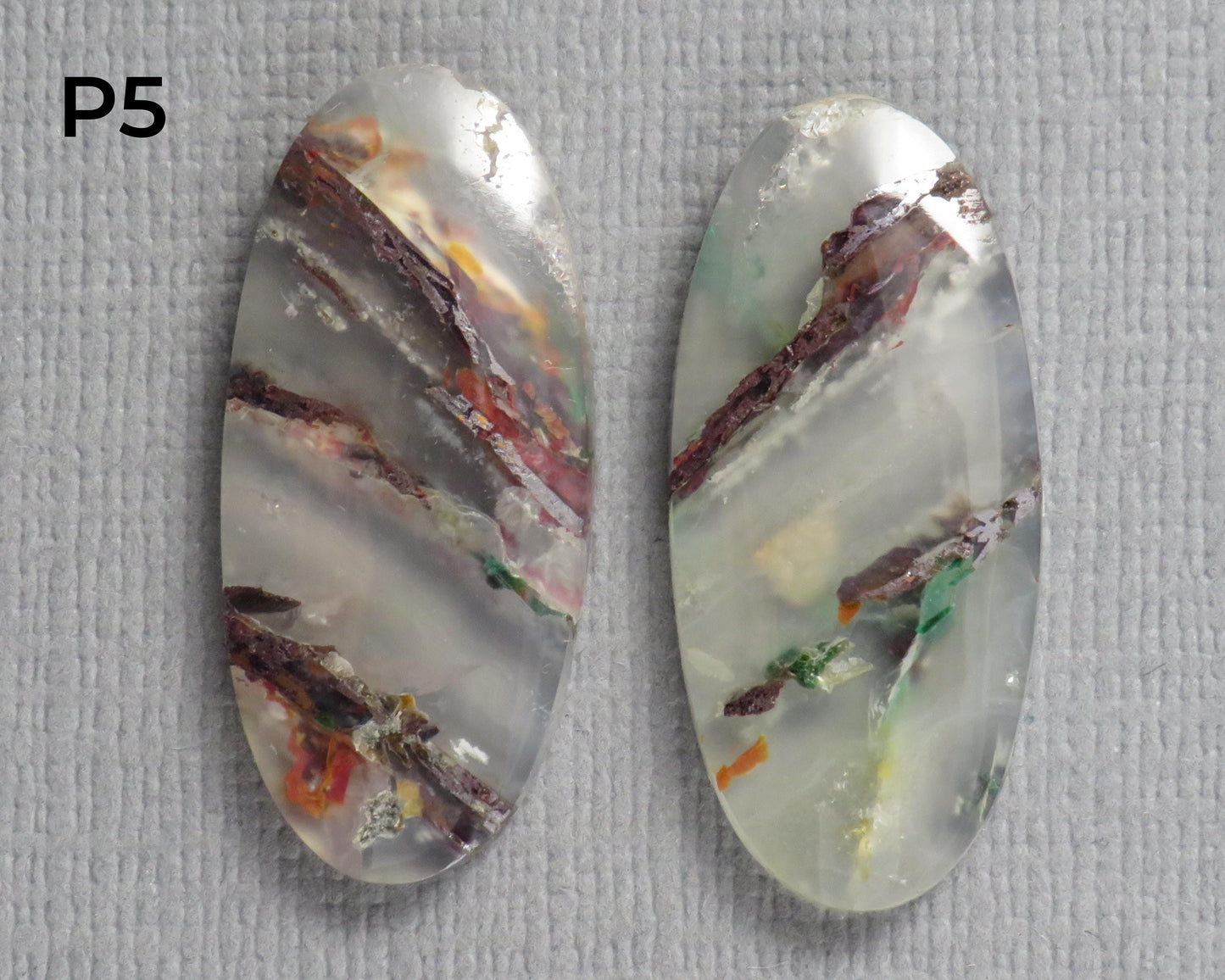Confetti Chalcedony Cabochon Pairs | 27–34mm, avg 25 ct | Sold Per Pair | Indonesia | CF113 - - GemEnthusiast