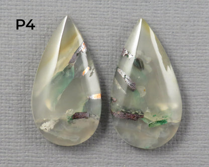 Confetti Chalcedony Cabochon Pairs | 27–34mm, avg 25 ct | Sold Per Pair | Indonesia | CF113 - - GemEnthusiast