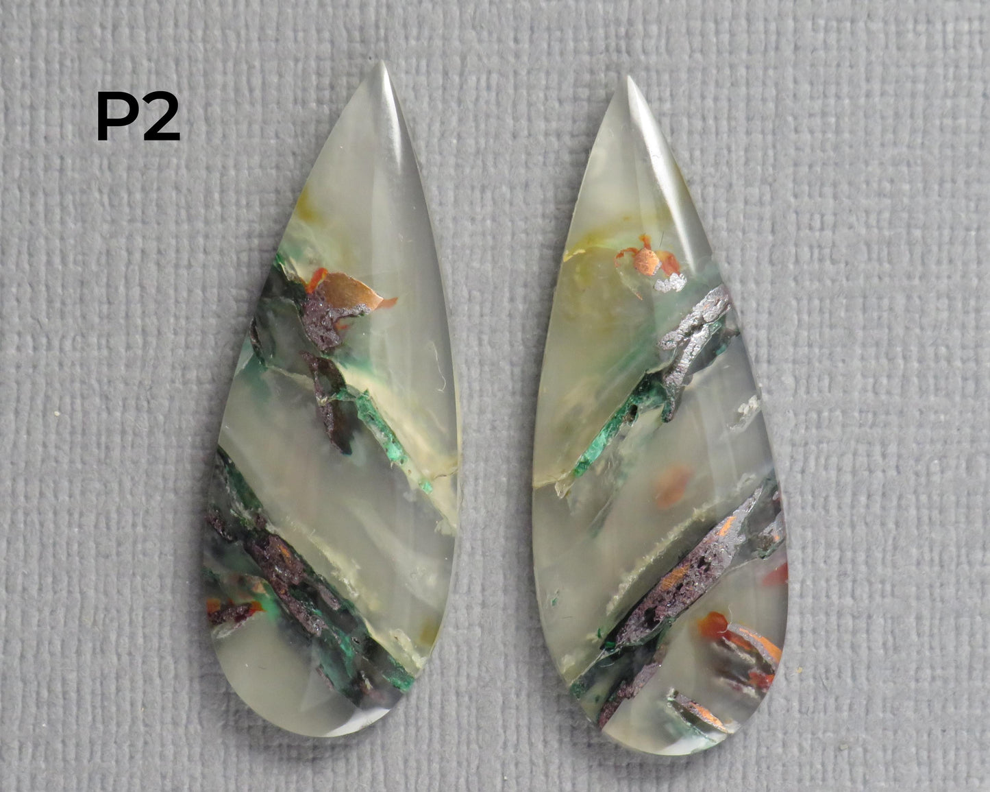 Confetti Chalcedony Cabochon Pairs | 27–34mm, avg 25 ct | Sold Per Pair | Indonesia | CF113 - - GemEnthusiast