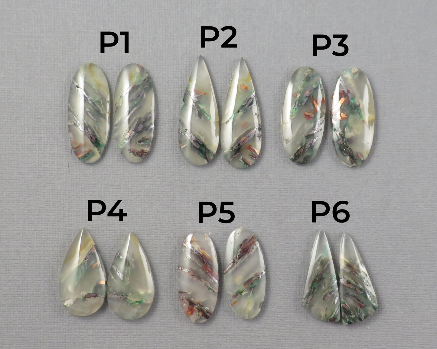 Confetti Chalcedony Cabochon Pairs | 27–34mm, avg 25 ct | Sold Per Pair | Indonesia | CF113 - - GemEnthusiast