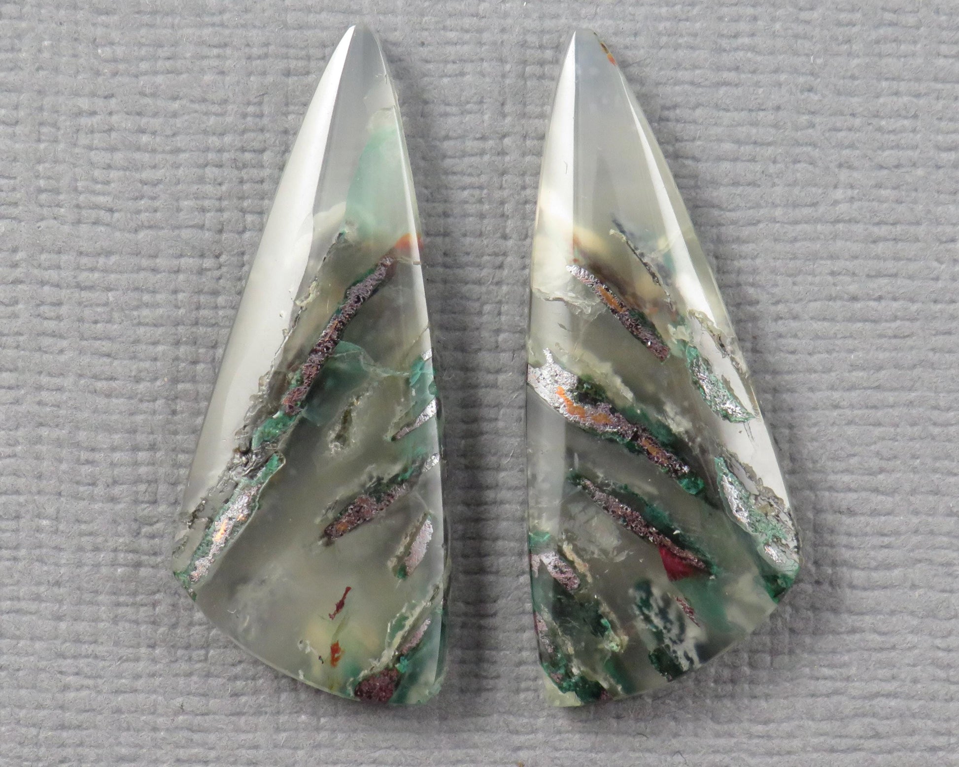 Confetti Chalcedony Cabochon Pairs | 27–34mm, avg 25 ct | Sold Per Pair | Indonesia | CF113 - - GemEnthusiast