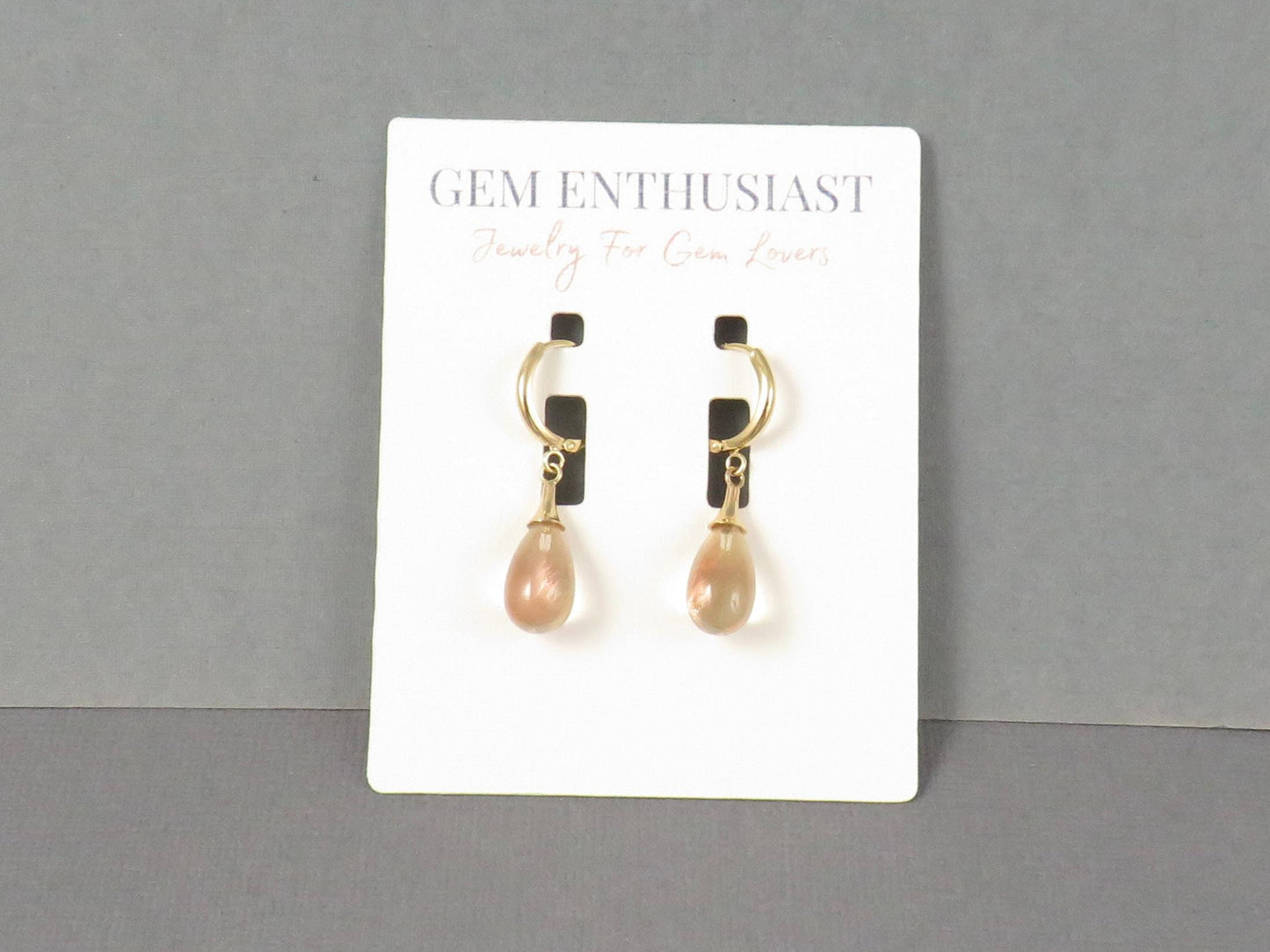 Oregon Sunstone Dangle Earrings | 14k Solid Gold | ER110 - - GemEnthusiast