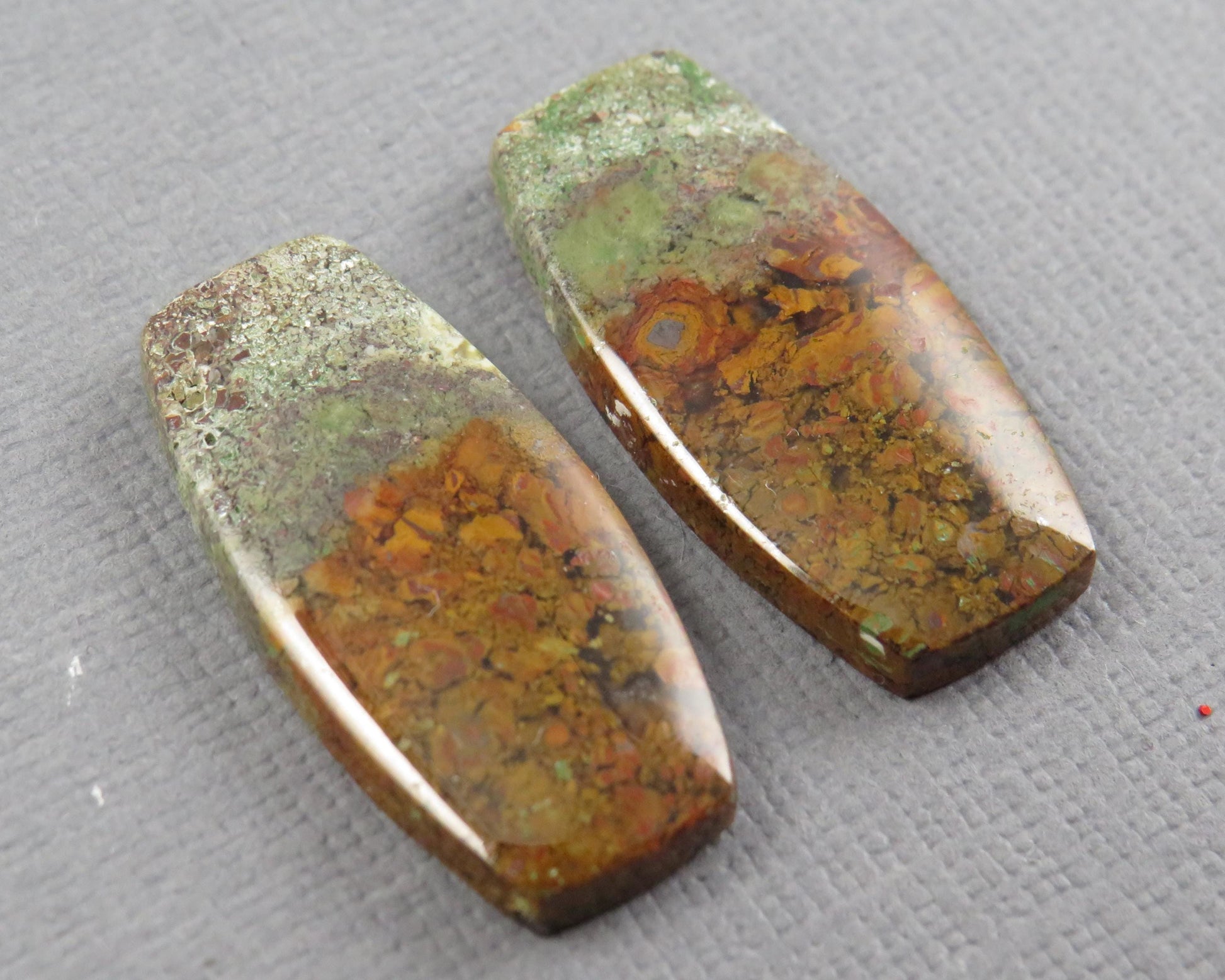 Indonesian Moss Agate Cabochon Rectangle Pair | 25x12mm, 18.7ct | Per Pair | Indonesia | AG347 - - GemEnthusiast