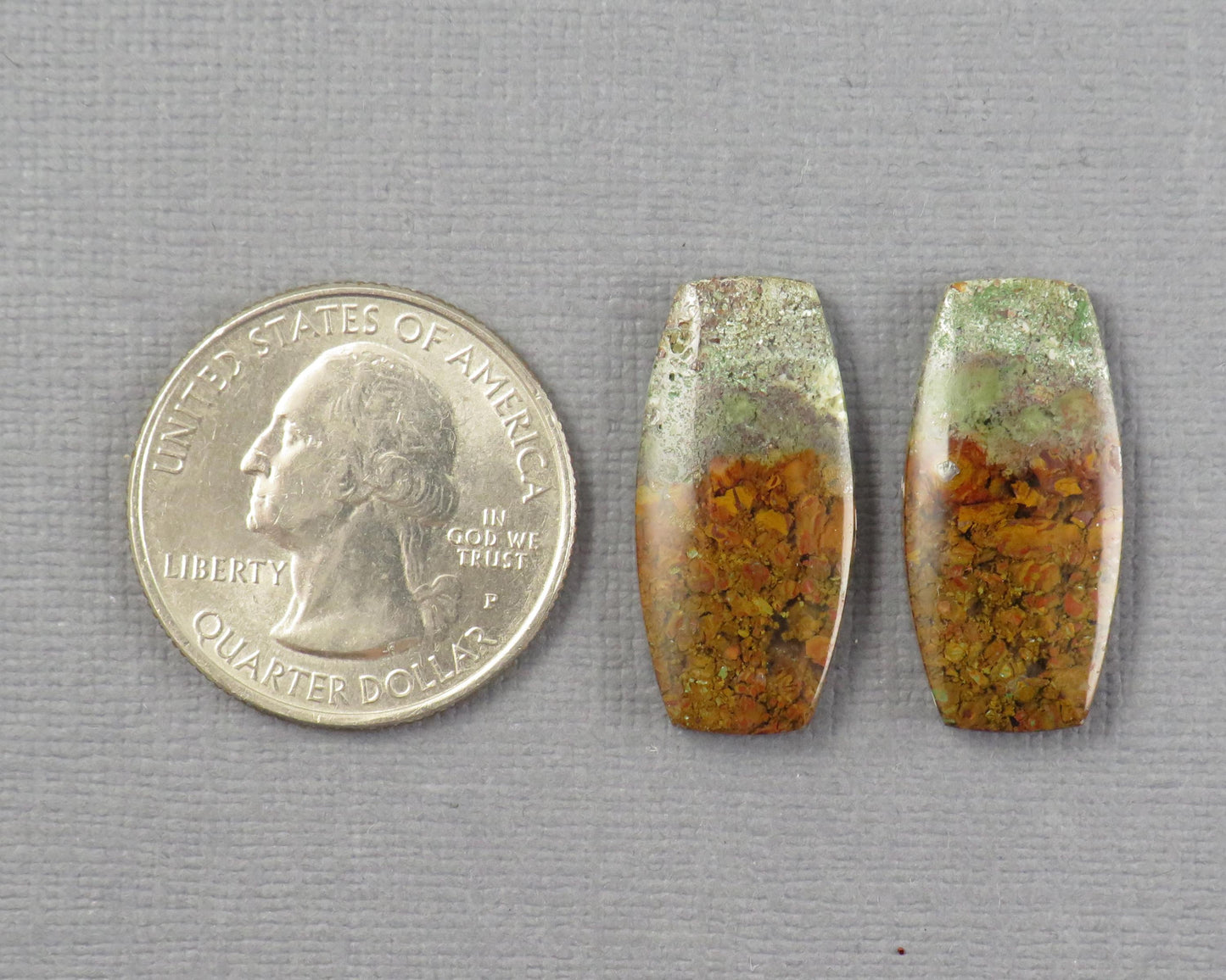 Indonesian Moss Agate Cabochon Rectangle Pair | 25x12mm, 18.7ct | Per Pair | Indonesia | AG347 - - GemEnthusiast