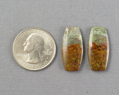 Indonesian Moss Agate Cabochon Rectangle Pair | 25x12mm, 18.7ct | Per Pair | Indonesia | AG347 - - GemEnthusiast