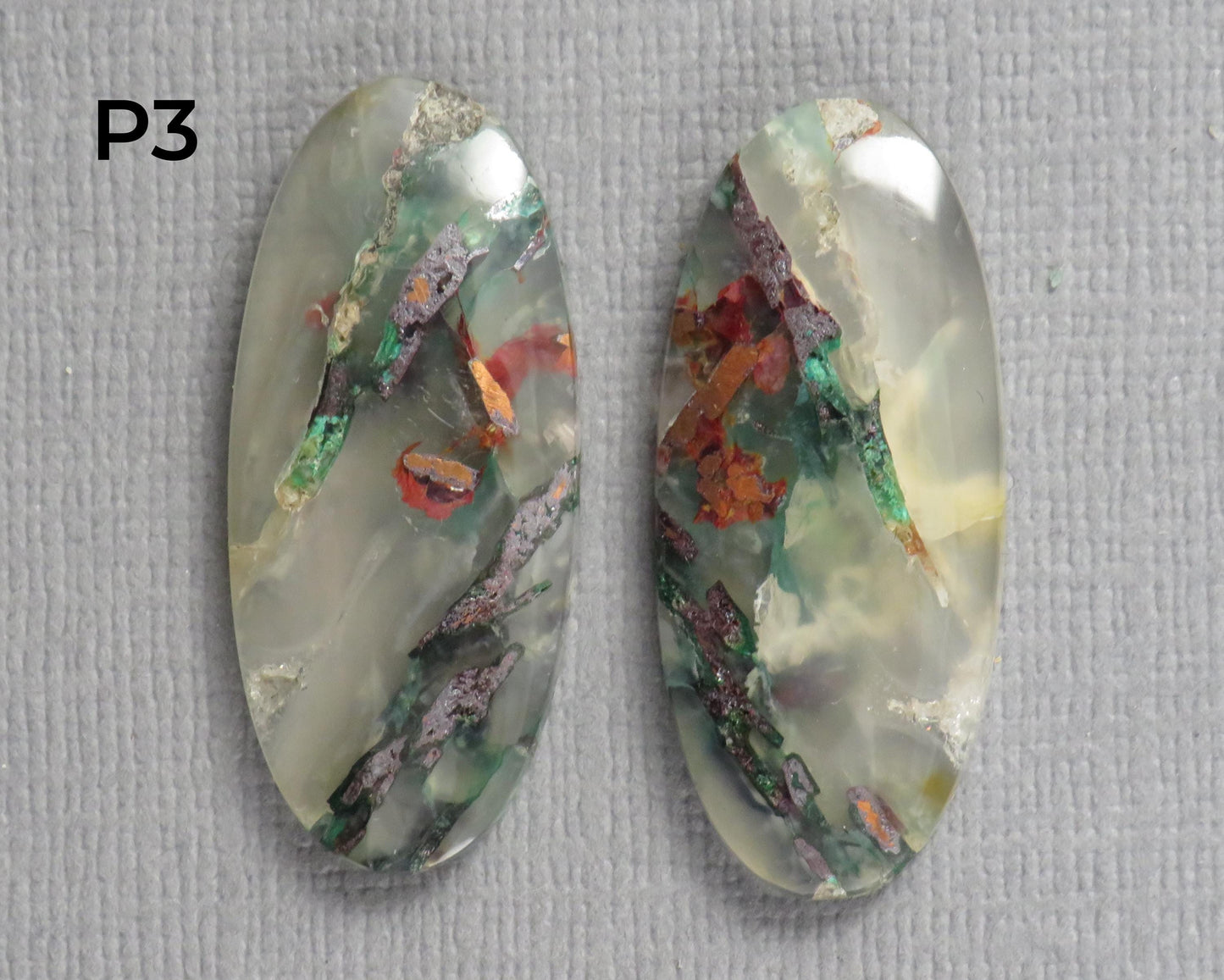 Confetti Chalcedony Cabochon Pairs | 27–34mm, avg 25 ct | Sold Per Pair | Indonesia | CF113 - - GemEnthusiast