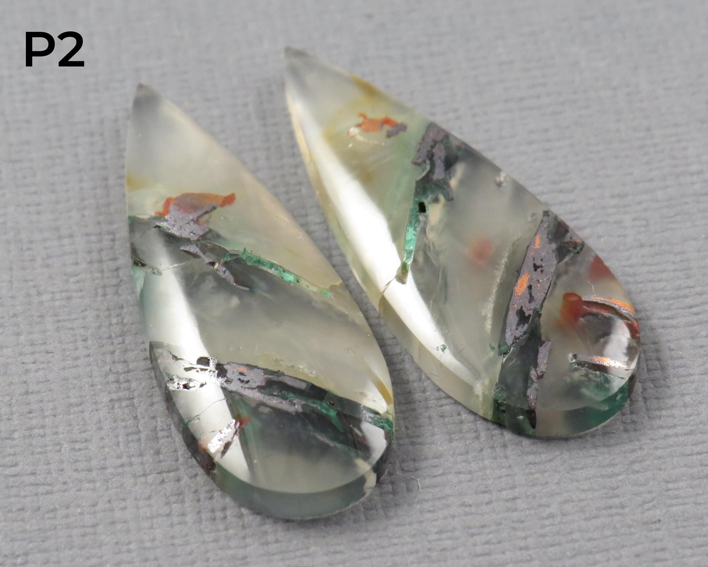 Confetti Chalcedony Cabochon Pairs | 27–34mm, avg 25 ct | Sold Per Pair | Indonesia | CF113 - - GemEnthusiast