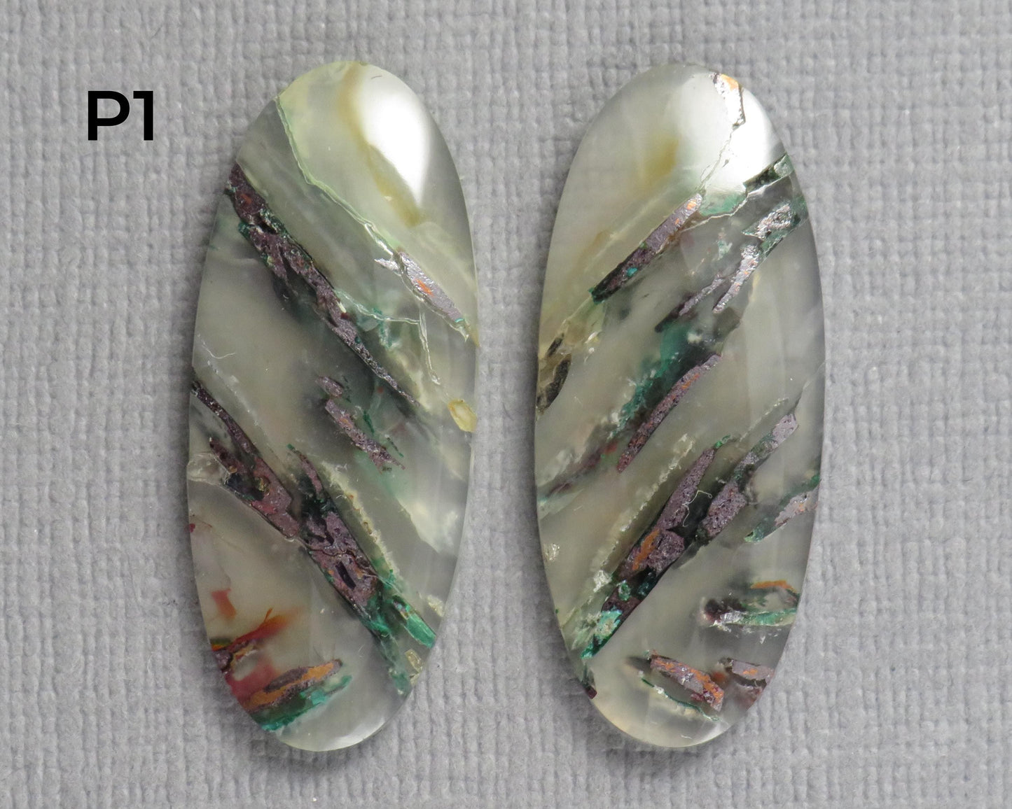 Confetti Chalcedony Cabochon Pairs | 27–34mm, avg 25 ct | Sold Per Pair | Indonesia | CF113 - - GemEnthusiast