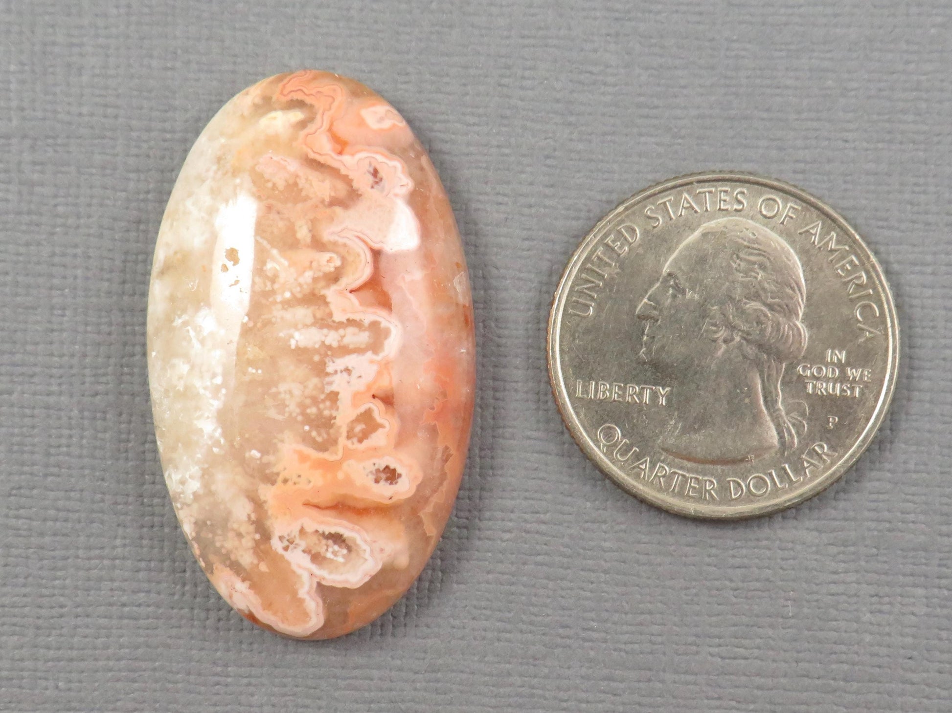 Peach Lace Agate Cabochon Oval | 39x23mm, 47ct | Indonesia | AG398 - - GemEnthusiast