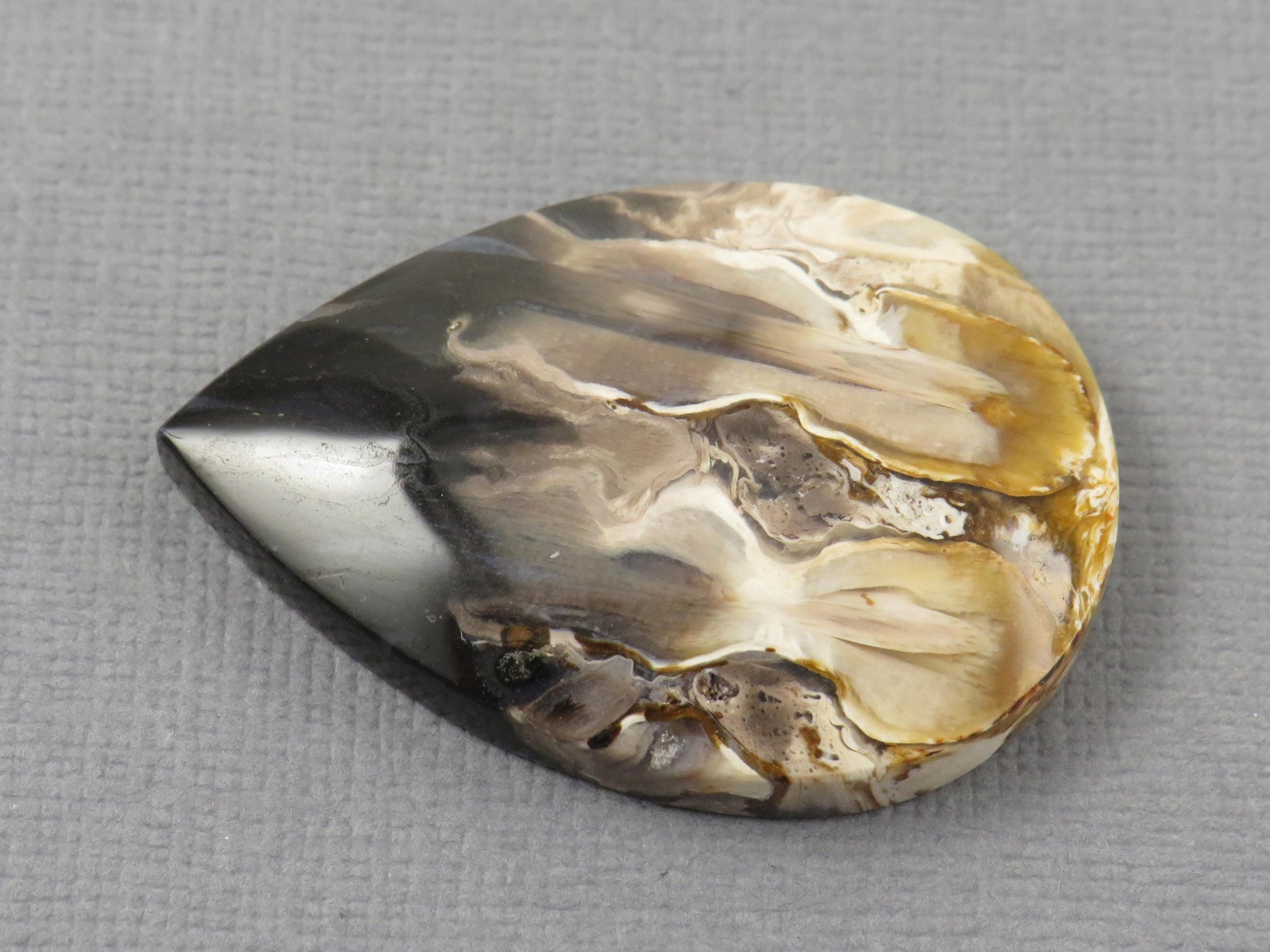 Fossilized Palm Root Pear Cabochon | Flame Pattern | 36x25mm, 41ct | Indonesia | PRF102 - - GemEnthusiast