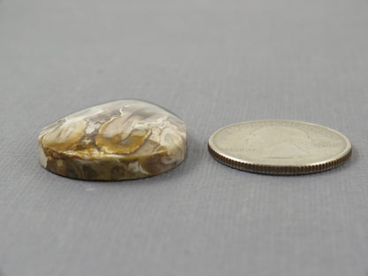 Fossilized Palm Root Pear Cabochon | Flame Pattern | 36x25mm, 41ct | Indonesia | PRF102 - - GemEnthusiast