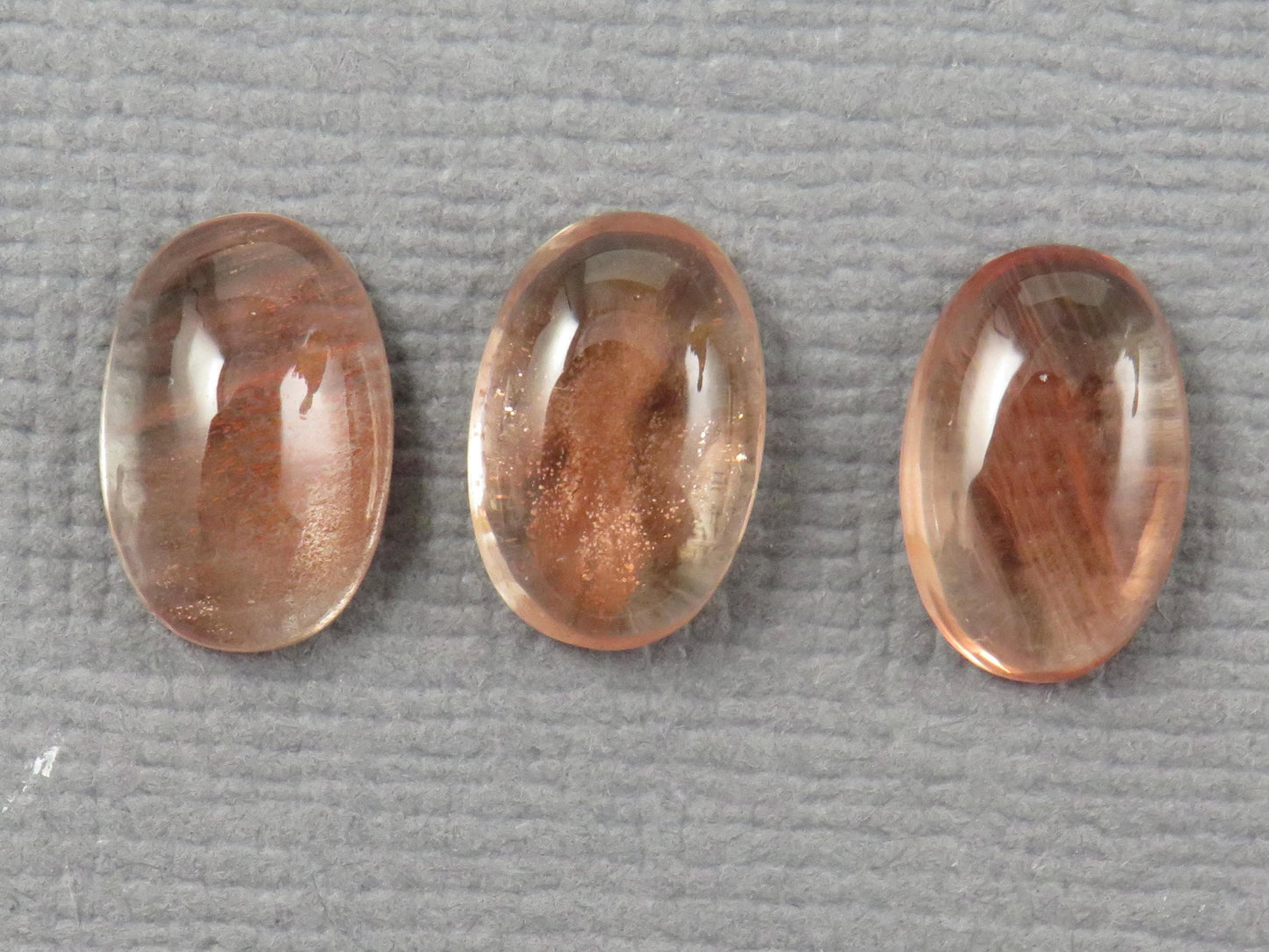 9x6mm Oregon Sunstone Cabochon Oval | 4.1ct | 3-Stone Lot | Oregon, USA | OSC361 - - GemEnthusiast