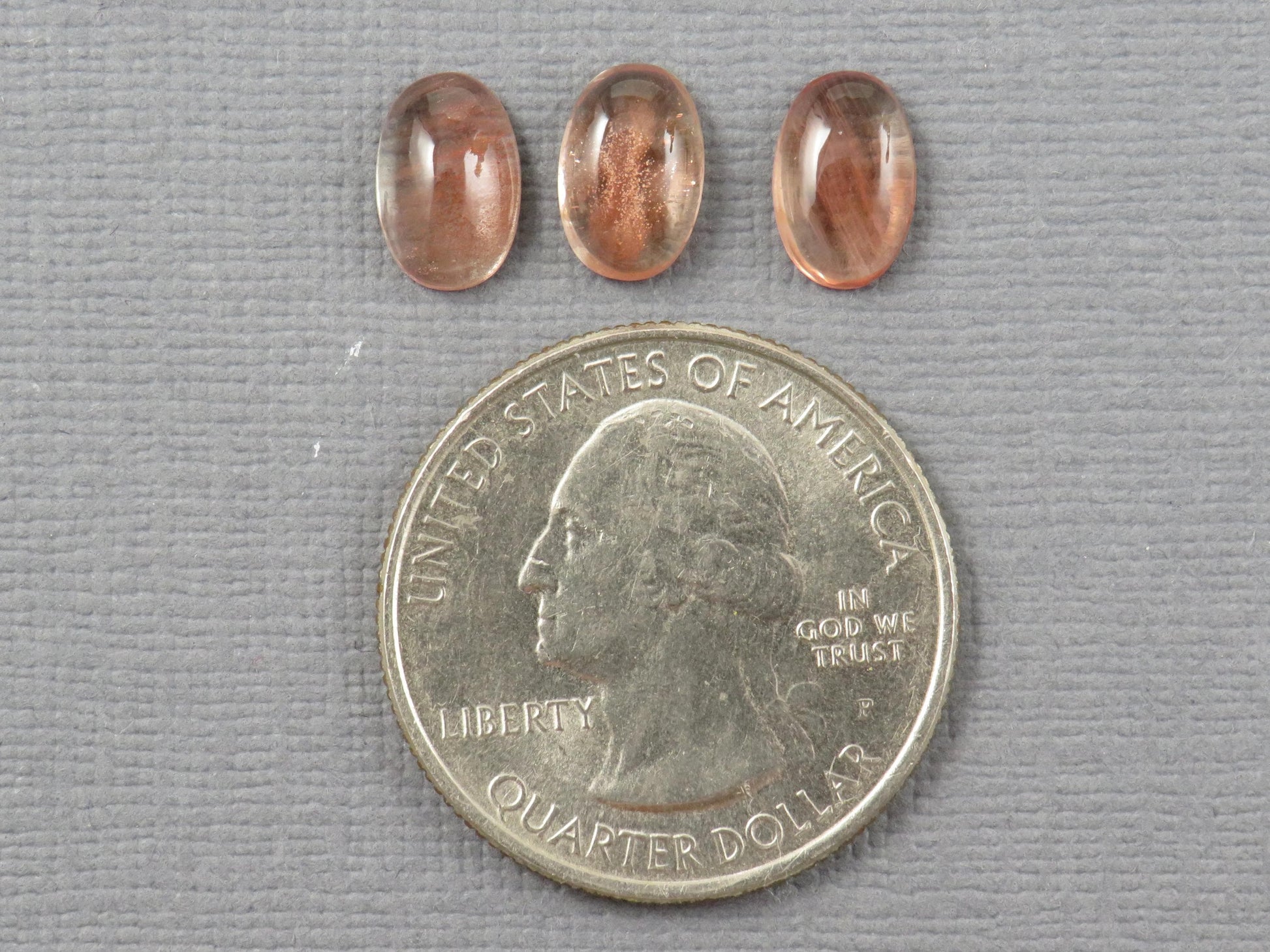 9x6mm Oregon Sunstone Cabochon Oval | 4.1ct | 3-Stone Lot | Oregon, USA | OSC361 - - GemEnthusiast